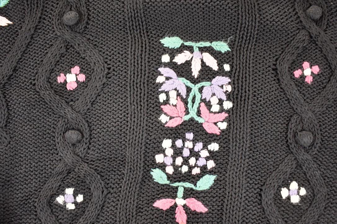 Vintage 1990s Maggie Lawrence Chunky Cable Knit Mock Neck Sweater Women's L