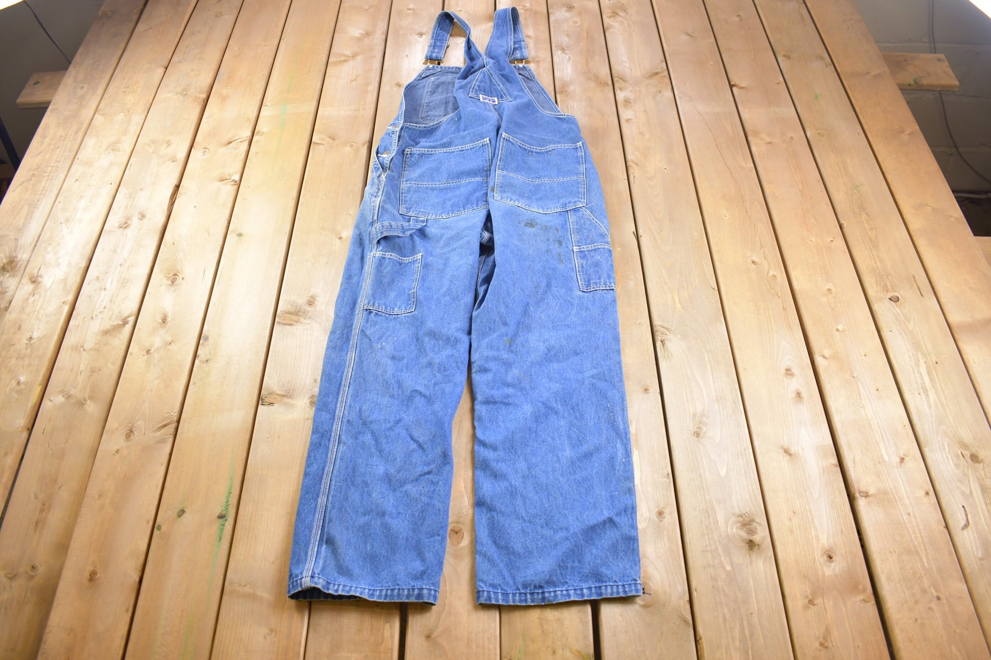 Vintage 1970s Big Smith Blue Denim Jean Overalls Size 38 x 30