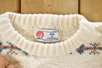 Vintage 1990s Isle of Cotton Abstract Knit Crewneck Sweater Women's Medium