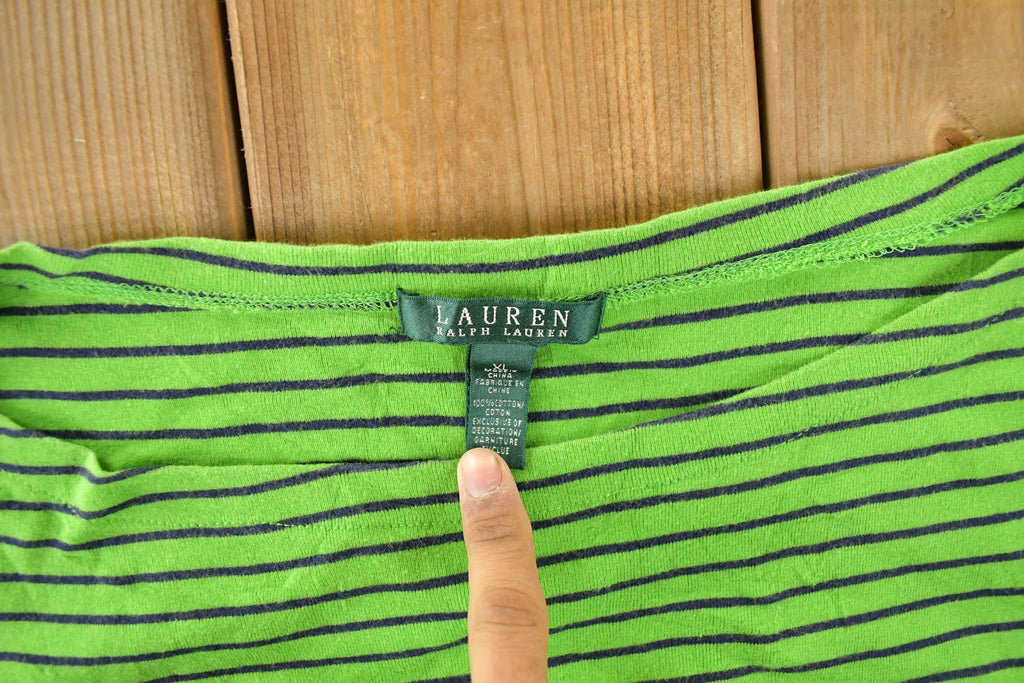 Vintage 1990s Lauren Ralph Lauren Striped Boating T-Shirt Women's Medium