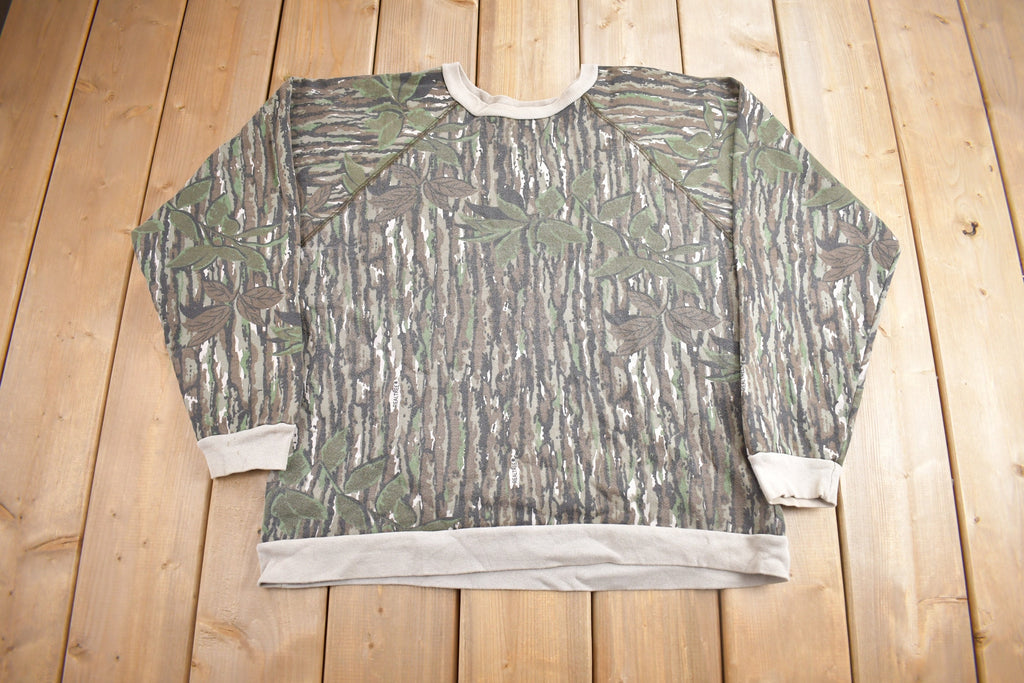 Vintage 1980s Real Tree Bark Camo Crewneck Sweatshirt