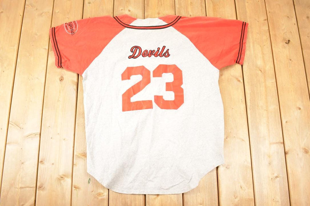 Vintage 1990s Devils Souvenir Baseball Button Up T-Shirt Men's XL