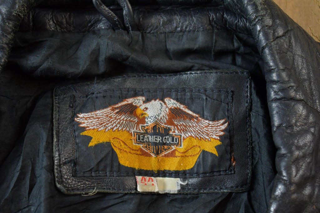 Vintage 1980s Leather Gold Biker Jacket - 44R