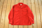 Vintage 1950s Melton Outer-Wear Button Up Flannel Wool Hunting Shirt Jacket Men's L
