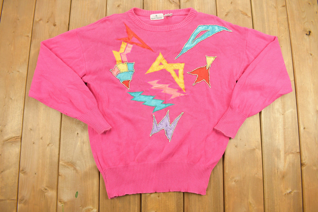 Vintage 1990s Andre Christian Embroidered Knitted Sweater