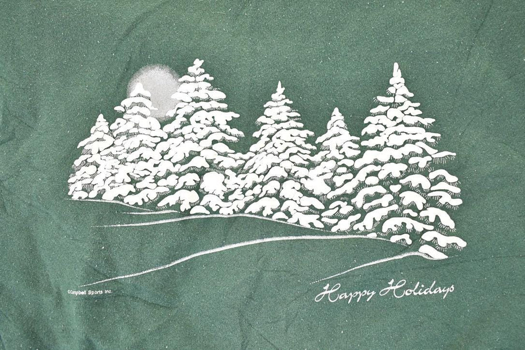 Vintage 1990s Happy Holidays Snow Pines Christmas Crewneck Sweatshirt Men's L