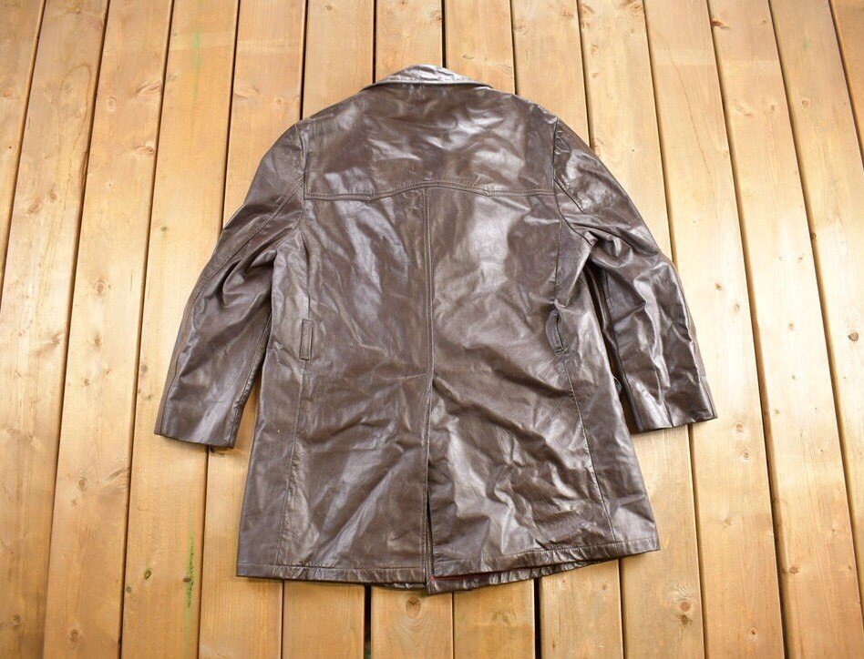 Vintage 1980s Brown Leather Trench Coat