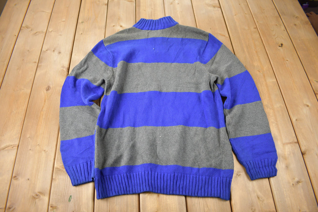 Vintage Y2K Chaps Embroidered Logo Quarter Zip Knit Sweater Size M