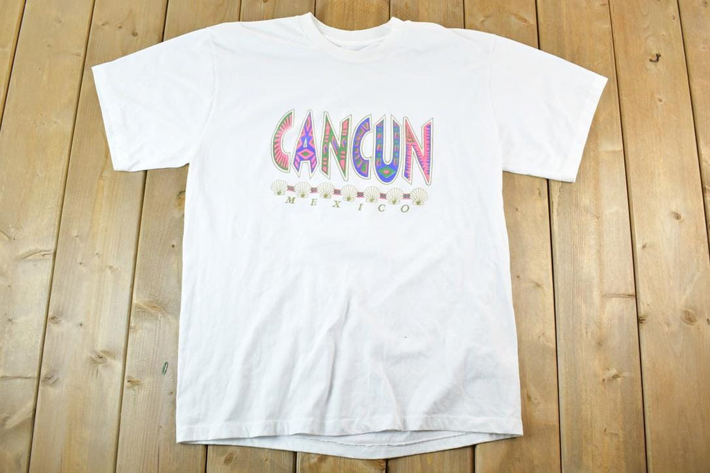 Vintage 1990s Cancun Mexico Souvenir T-Shirt Mens L
