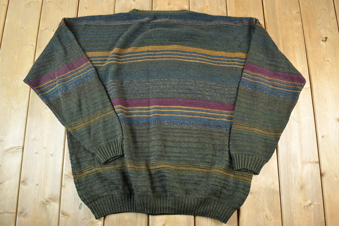 Vintage 1990s Knit Abstract Pattern Crewneck Sweater