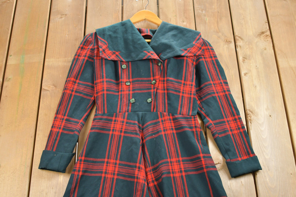 Vintage 1970s Wool Plaid Shirt Dress