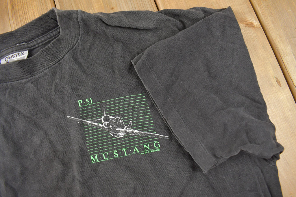 Vintage 1989 Blackbird P-51 Mustang Fighter Jet Graphic T-Shirt