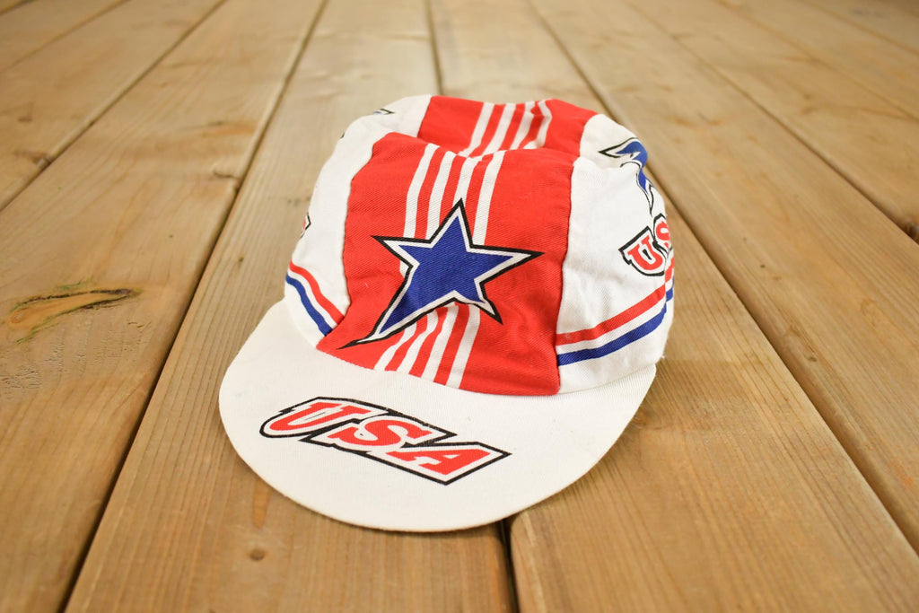Vintage 1990s Pace Sportswear Team USA Star Stripe Cycling Painters Hat / 90's Biking Cap