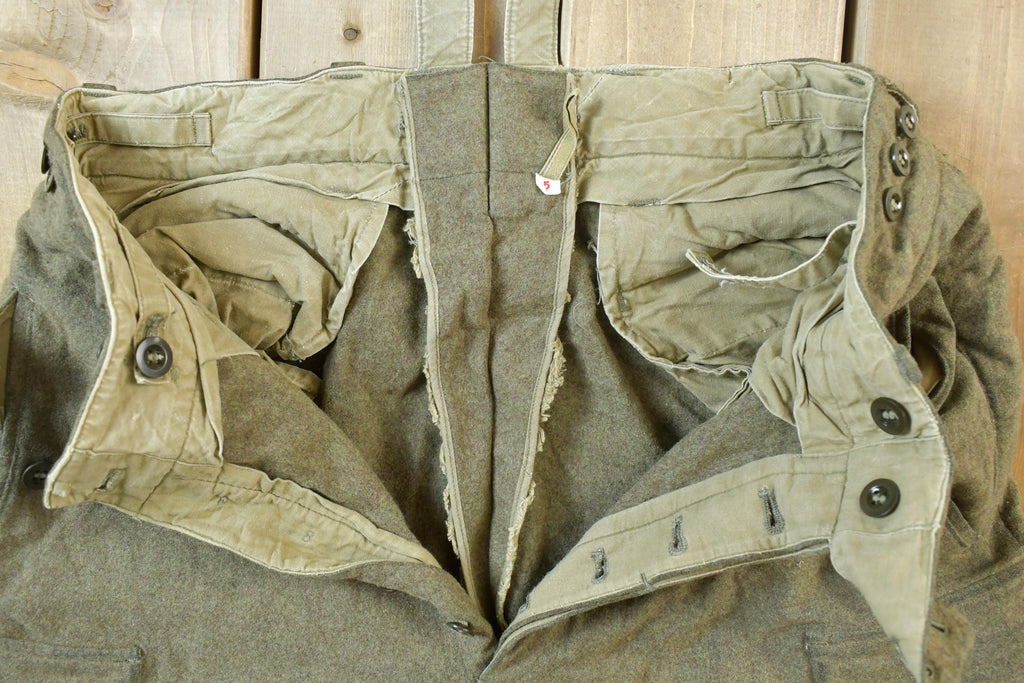 Vintage 1960s Military Wool Cargo Pocket Pants Size 30 x 30