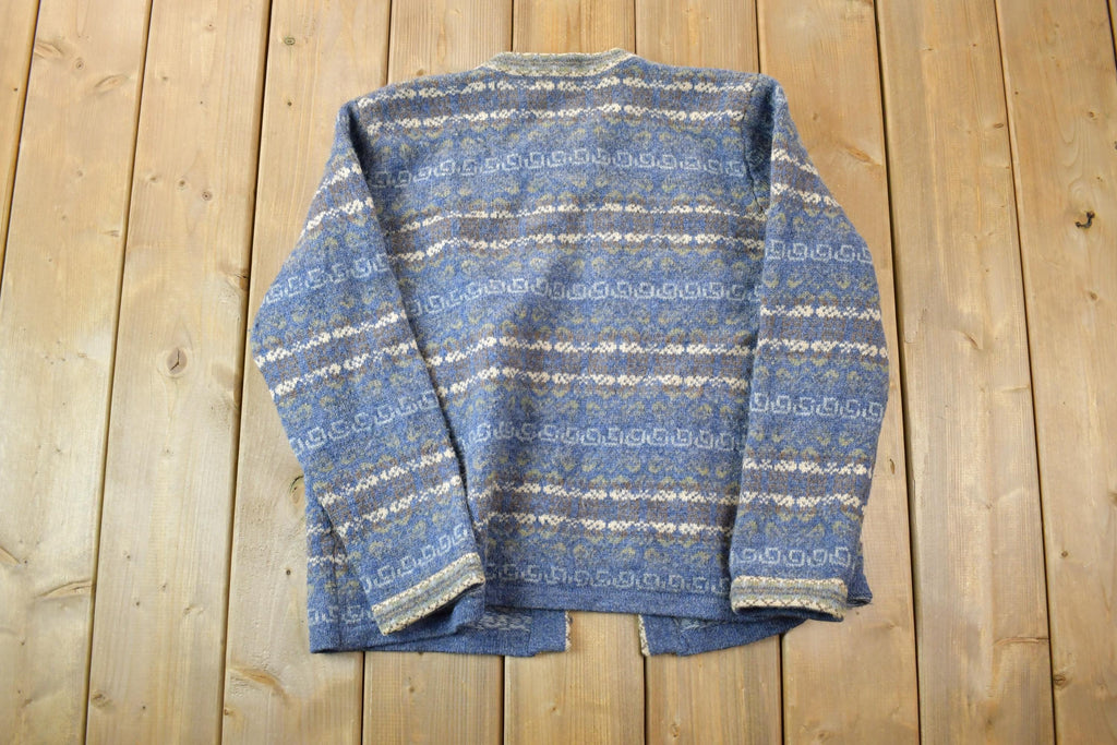 Vintage 1990s Susan Bristol Fancy Clasp Knit Crewneck Button Up Sweater
