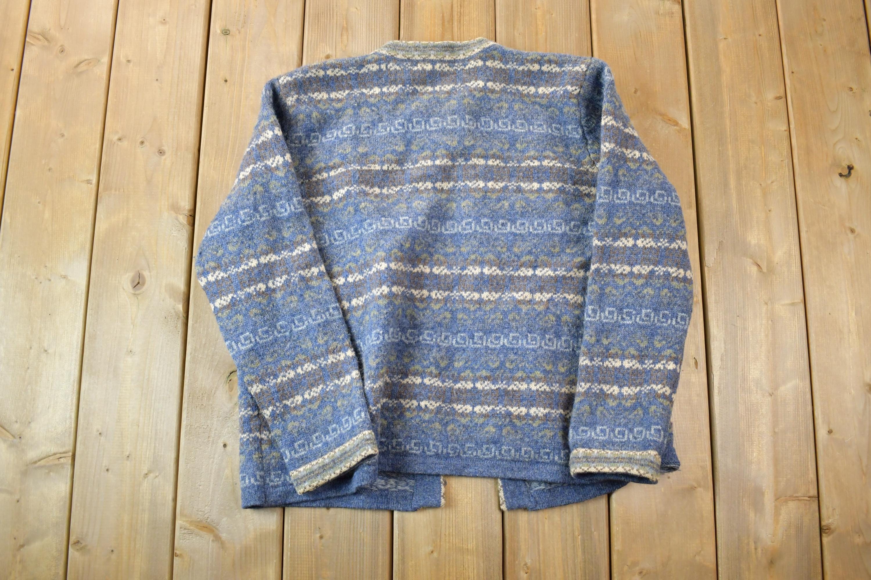 Vintage 1990s Susan Bristol Fancy Clasp Knit Crewneck Button Up Sweater