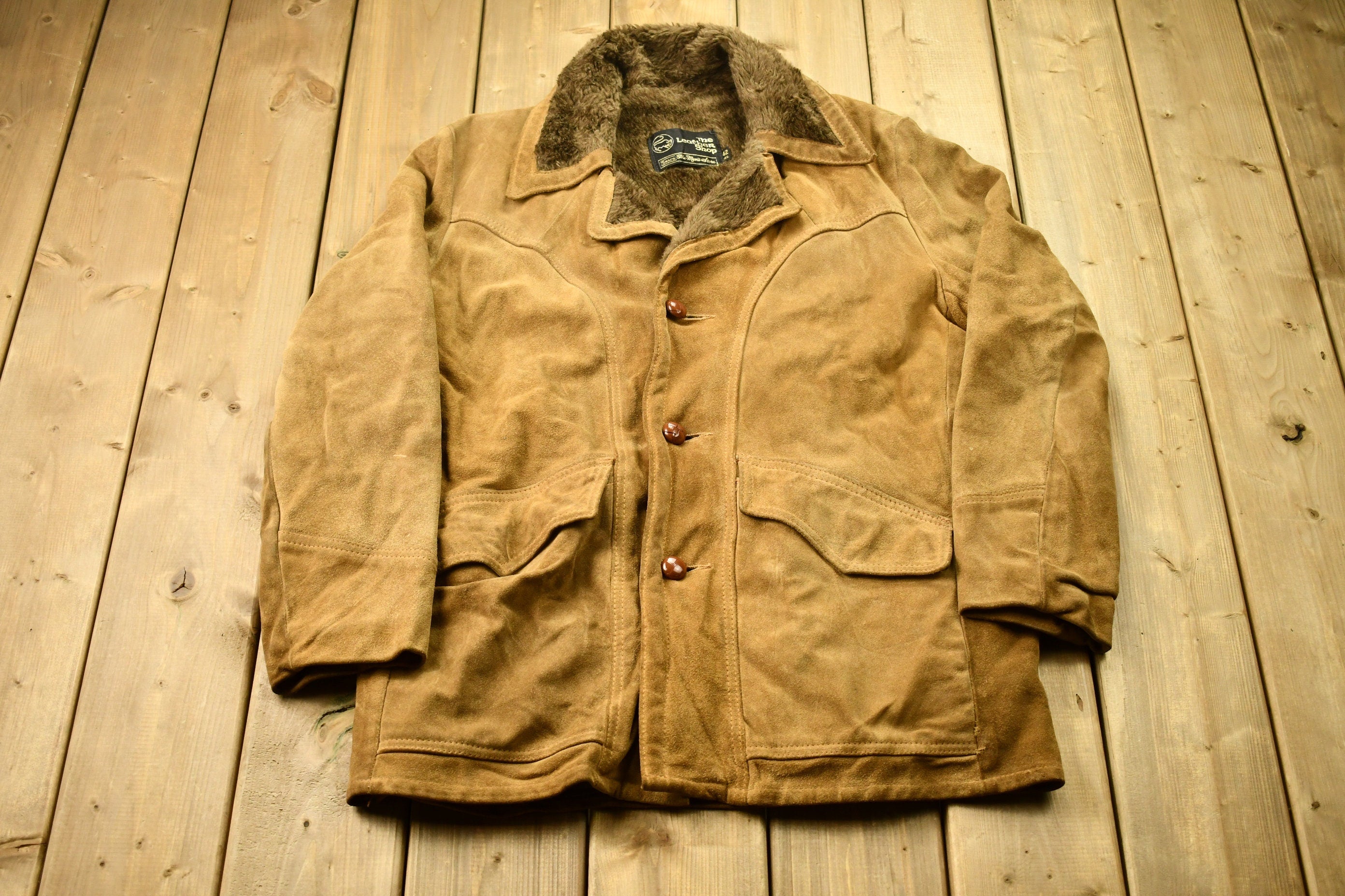 Vintage 1980s Sears The Leather Shop Fur Jacket