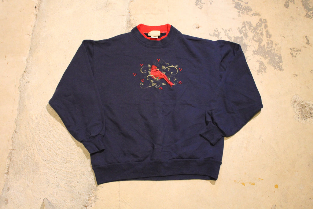 Vintage 1990s Embroidered Cardinal Graphic Crewneck Sweater  90s Crewneck  Vintage Sweatshirt  Wilderness  Pullover Sweatshirt