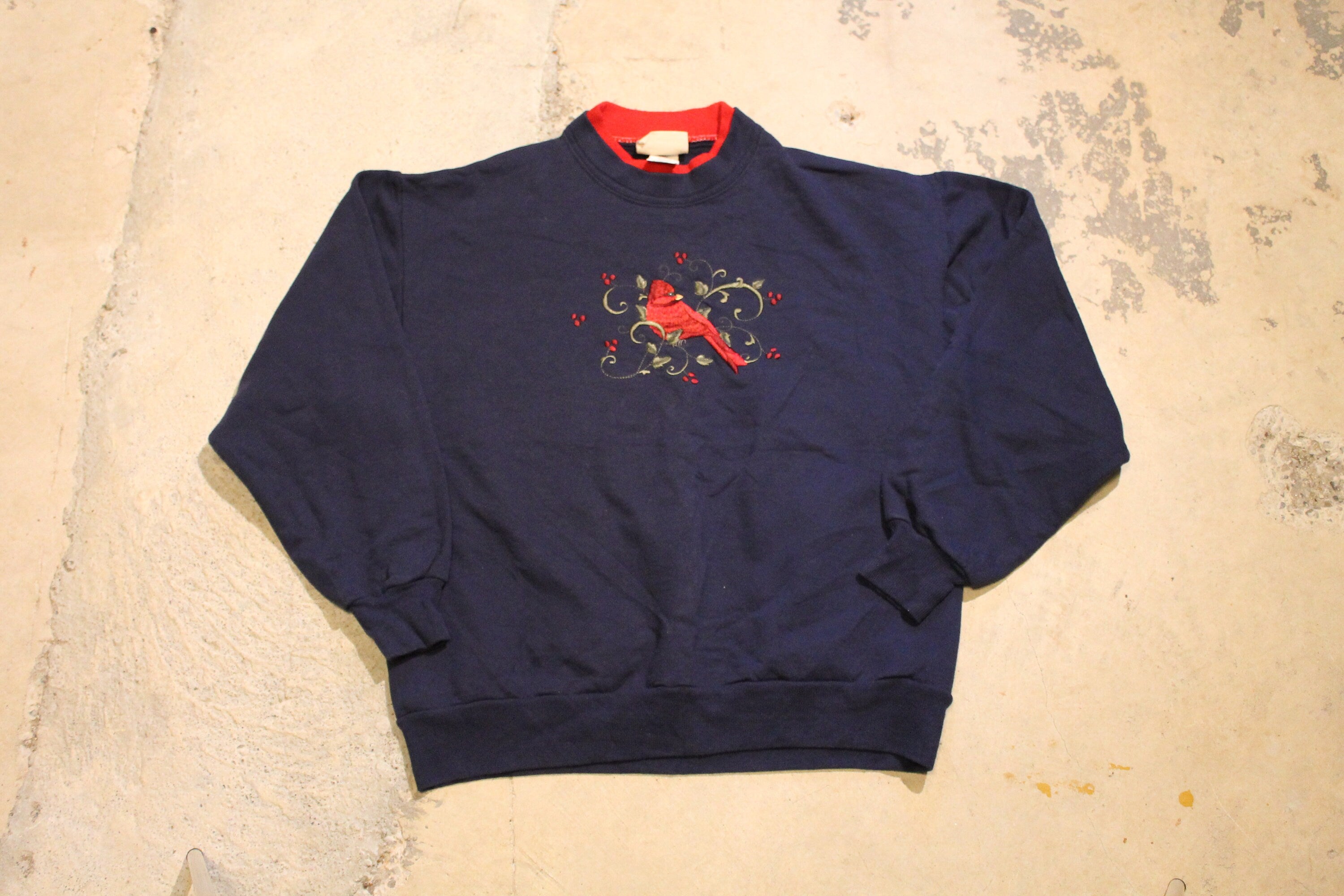 Vintage 1990s Embroidered Cardinal Graphic Crewneck Sweater  90s Crewneck  Vintage Sweatshirt  Wilderness  Pullover Sweatshirt