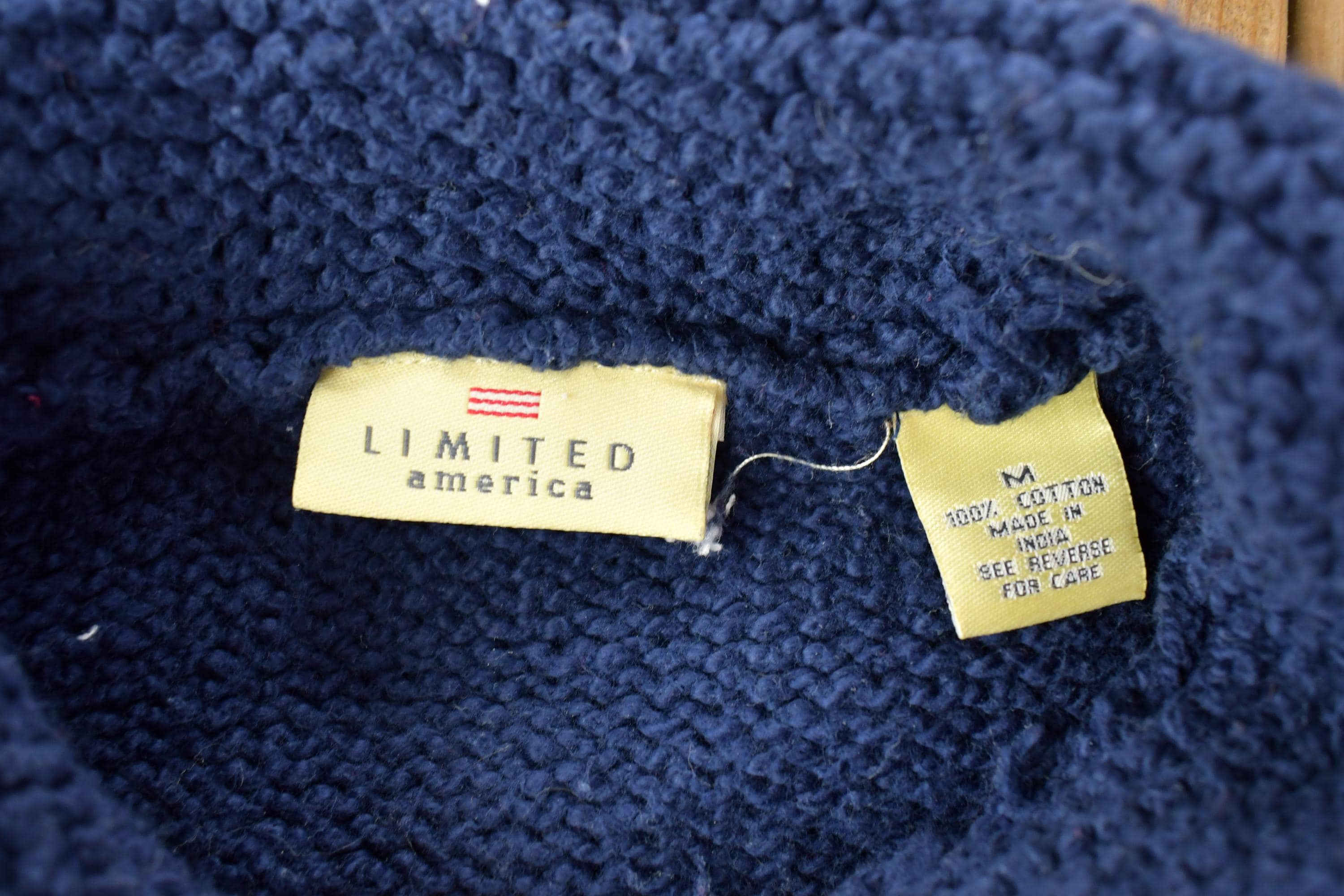 Vintage 1990s Limited America Knit Full Zip Collared Sweater