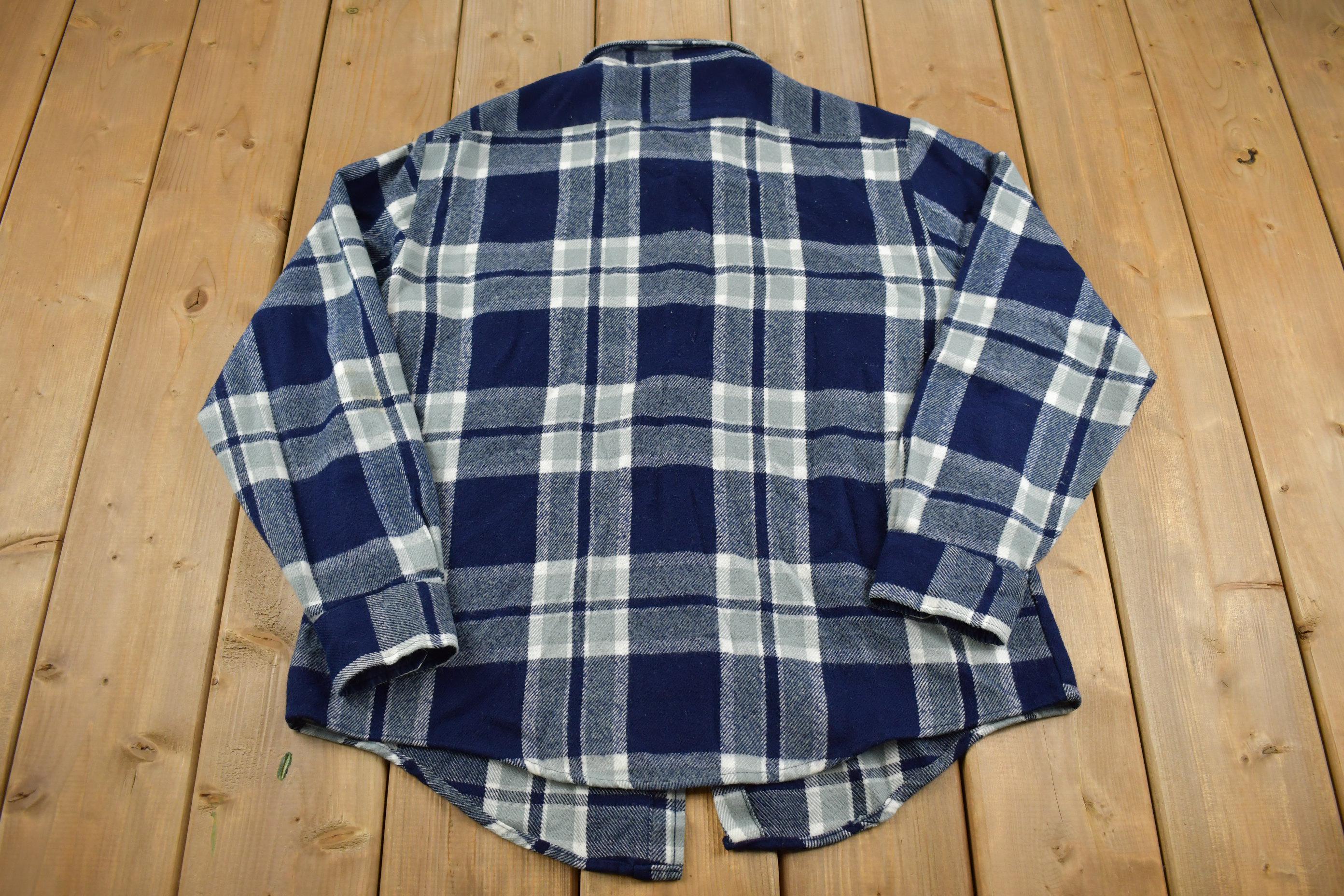 Vintage 1980s Sears Plaid Button Up Flannel Shirt