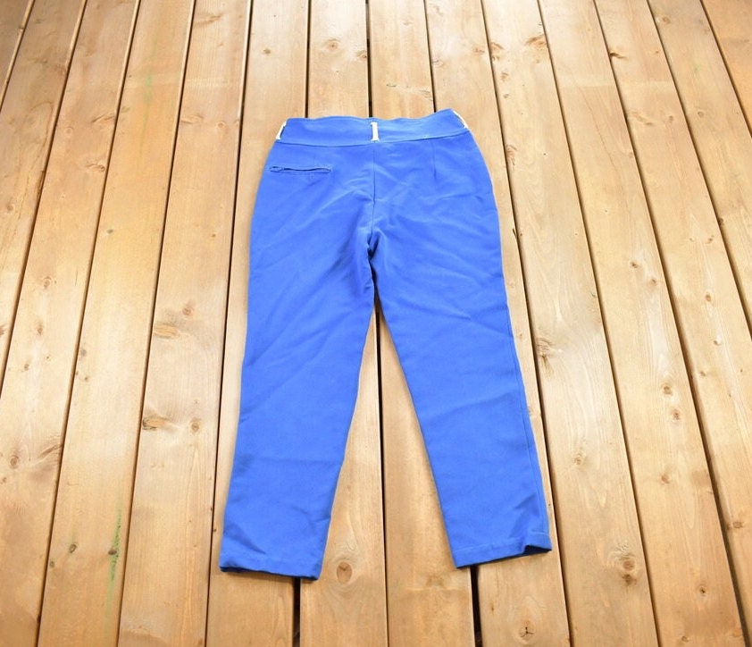 Vintage 1970s Blue Wool Trousers Size 32x25