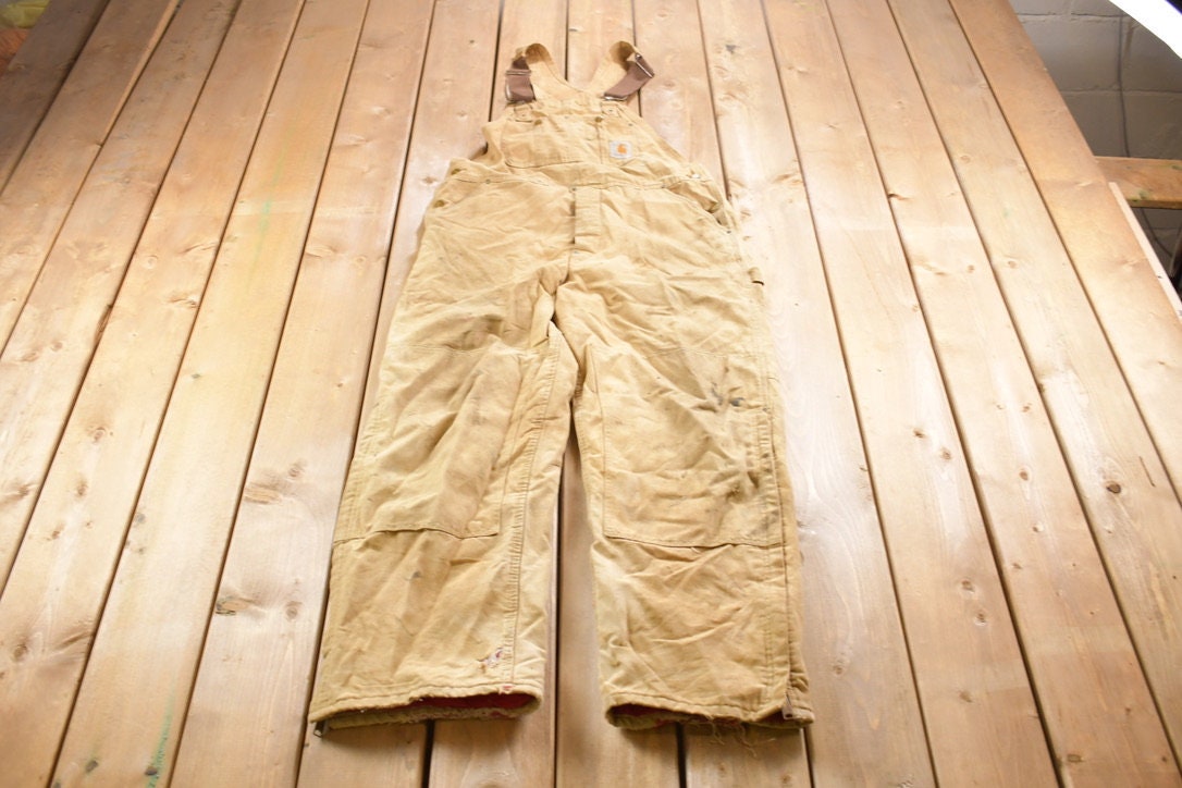 Vintage 1990s Carhartt Double Knee Canvas Overalls Size 38 Medium