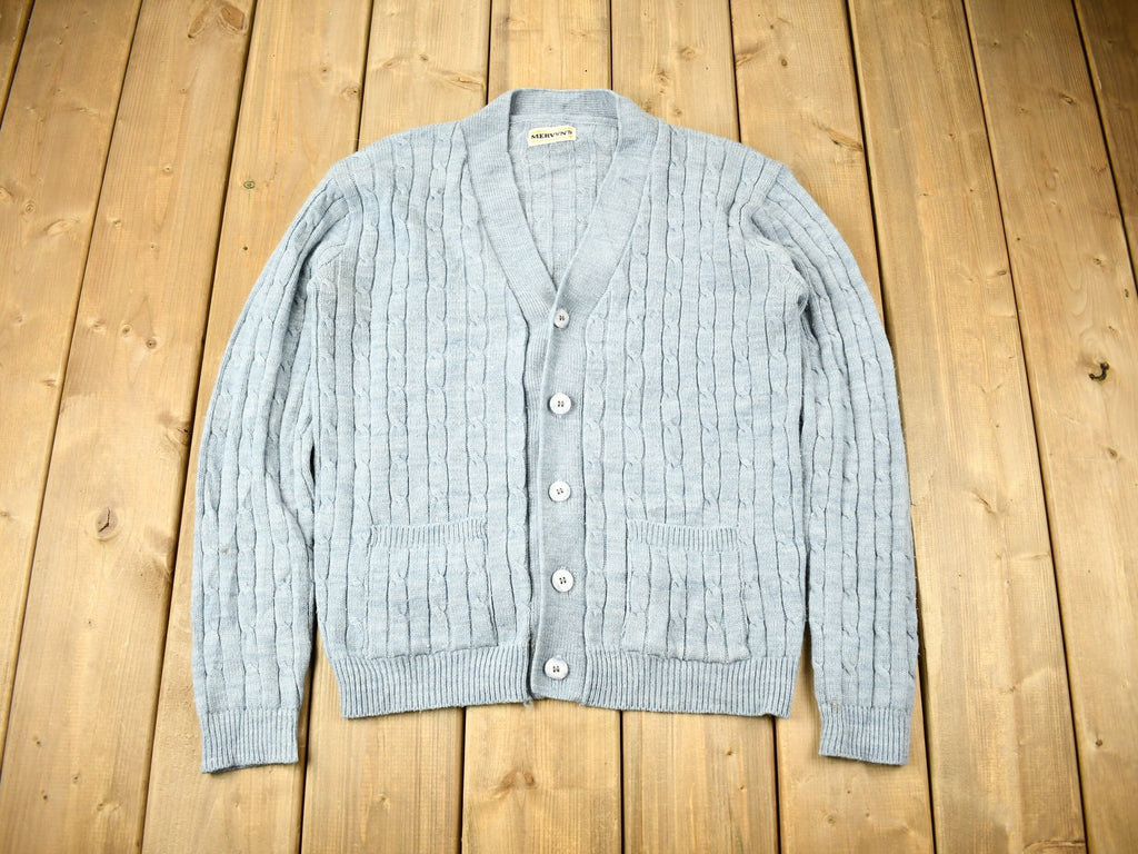 Vintage 1980s Mervyns Men's Collection Cable Knit Cardigan Sweater