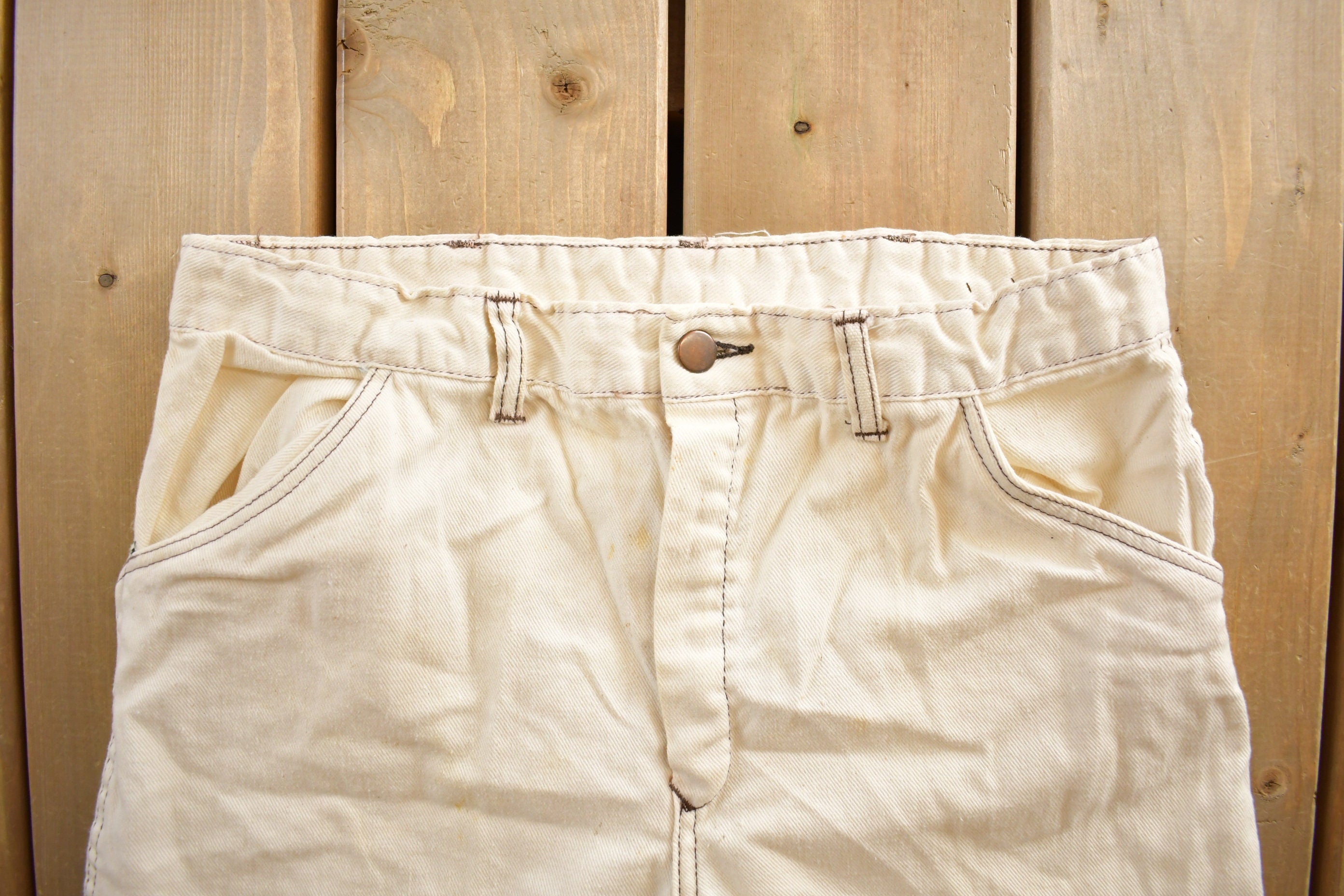 Vintage 1990s White Cargo Pants Size 34x31