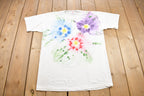 Vintage 1990s Jerzees Floral Painted Graphic T-Shirt