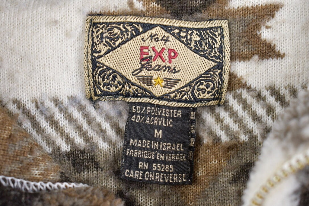 Vintage 1990s EXP Jeans Quarter Zip Abstract Fleece Sweater