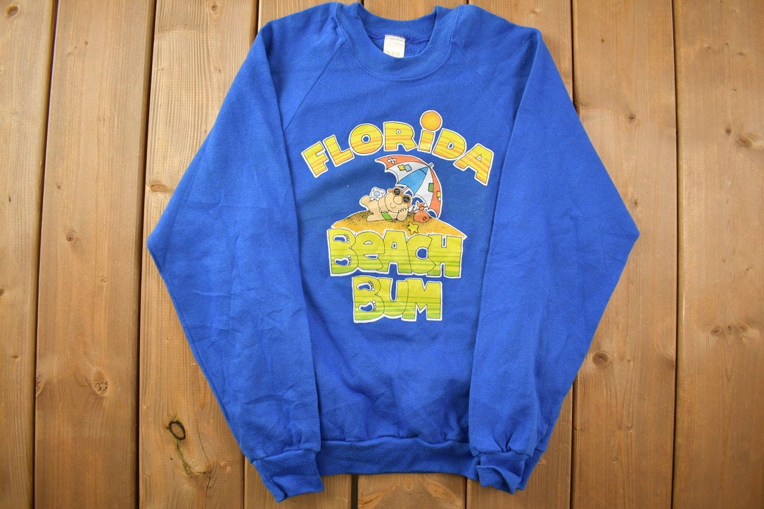 Vintage 1990s Florida Beach Bum Graphic Crewneck Sweatshirt