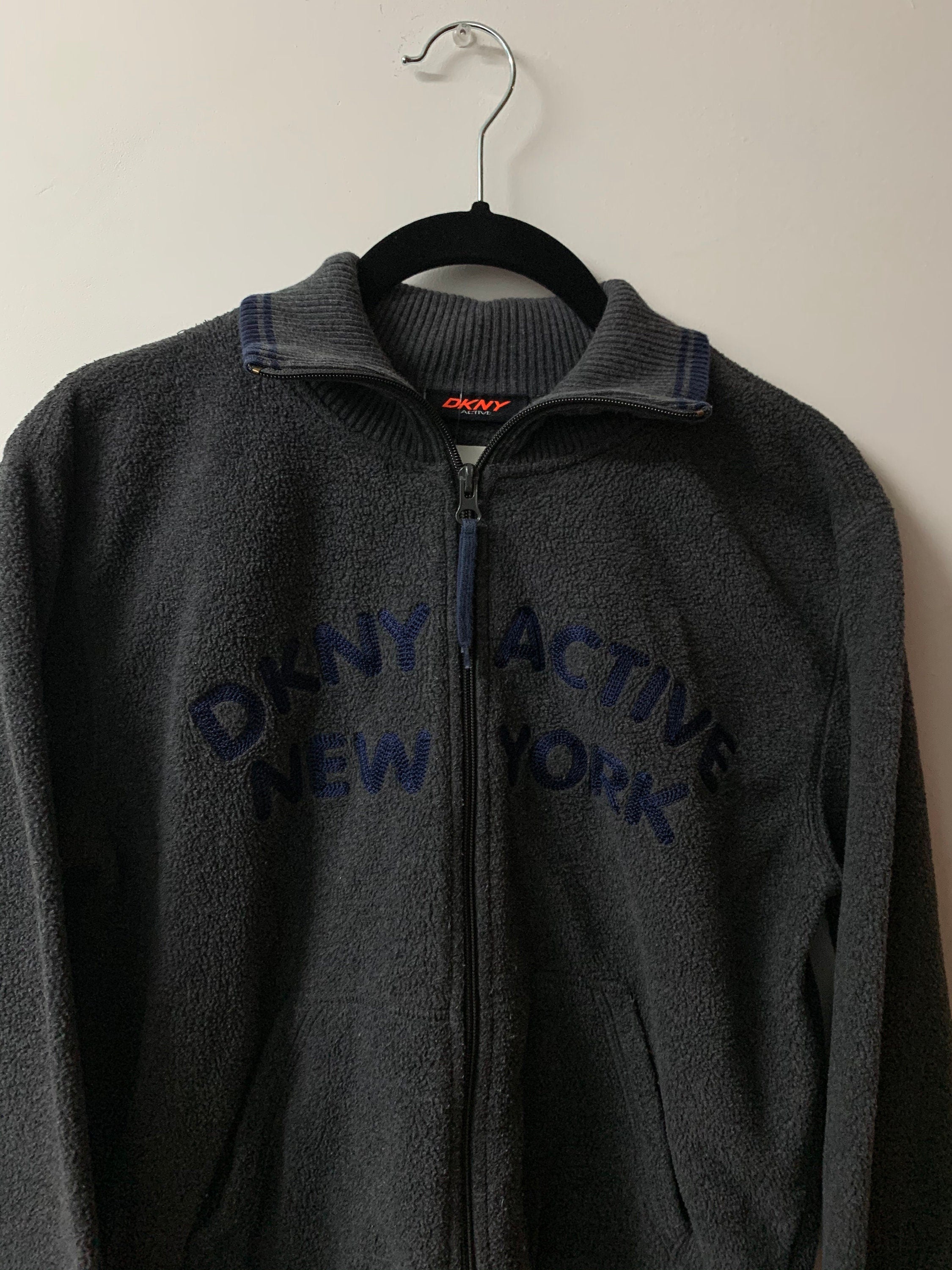 Vintage 1990s DKNY Active Fleece Zip Up Sweater