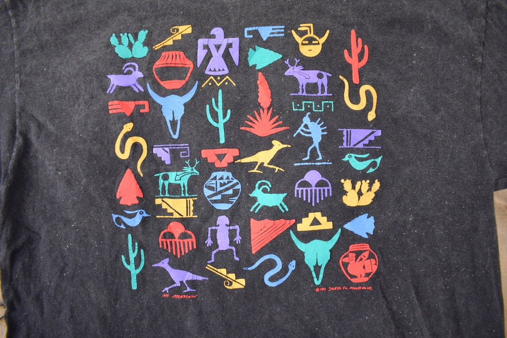 Vintage 1991 Santa Fe Sportswear Graphic Single Stitch T Shirt Made In USA
