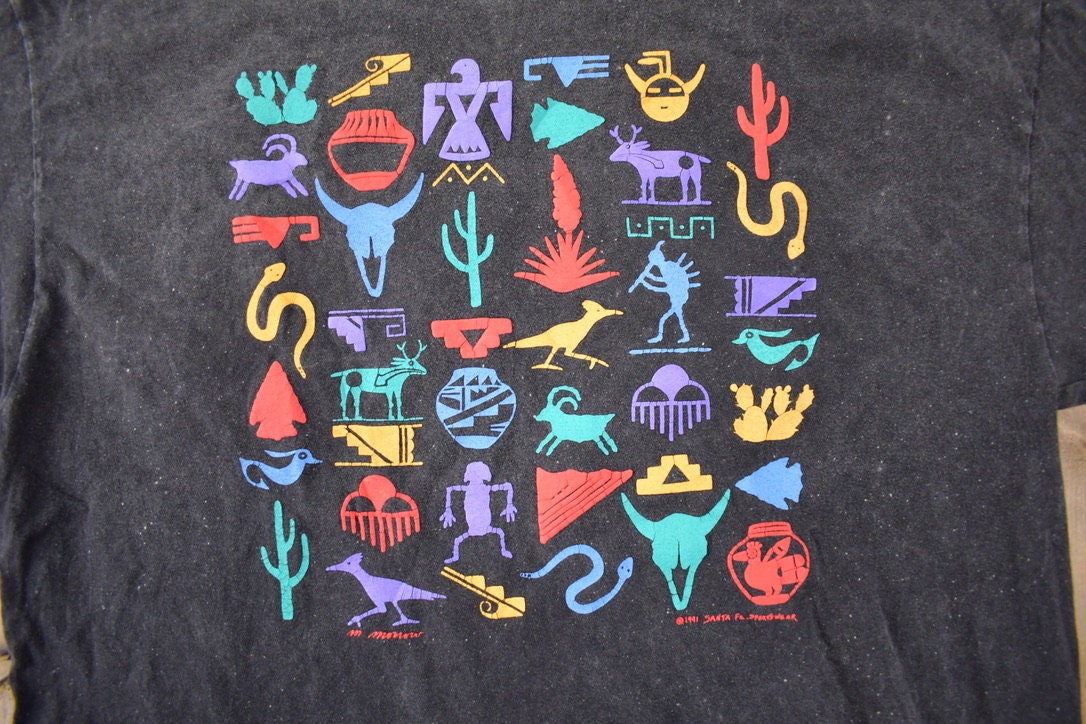 Vintage 1991 Santa Fe Sportswear Graphic Single Stitch T Shirt Made In USA