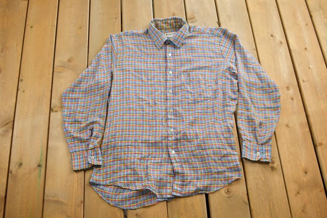 Vintage 1960s Cumberland Flannel Check Button Up Shirt  1960's Button Up  Vintage Flannel  Made In USA  Pattern Button Up  Bud Berma