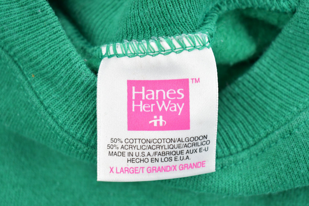 Vintage 1980s Hanes Her Way Green Raglan Crewneck Sweatshirt