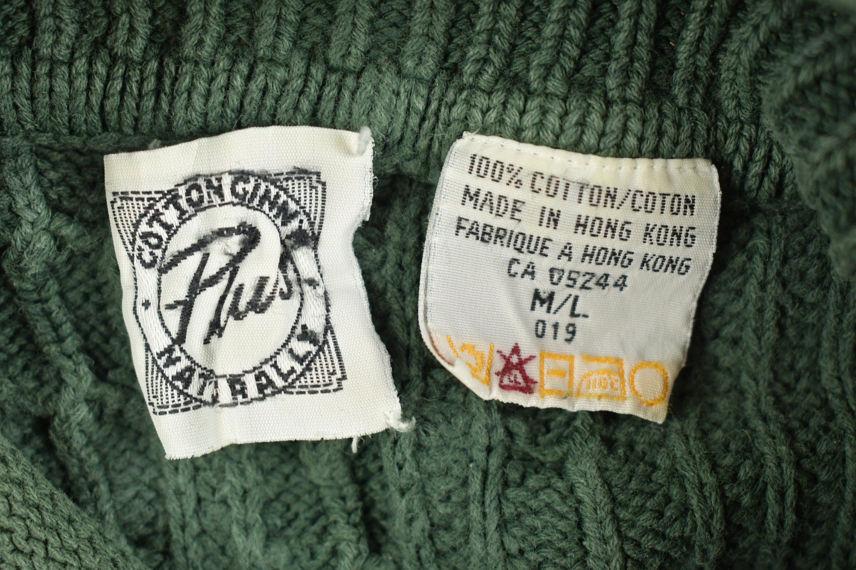 Vintage 1990s Forest Green Cable Knit Crewneck Sweater