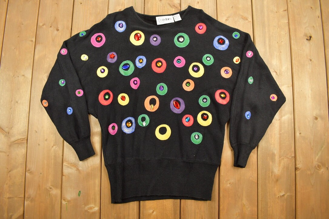 Vintage 1980s Cedars Beaded Knit Sweater