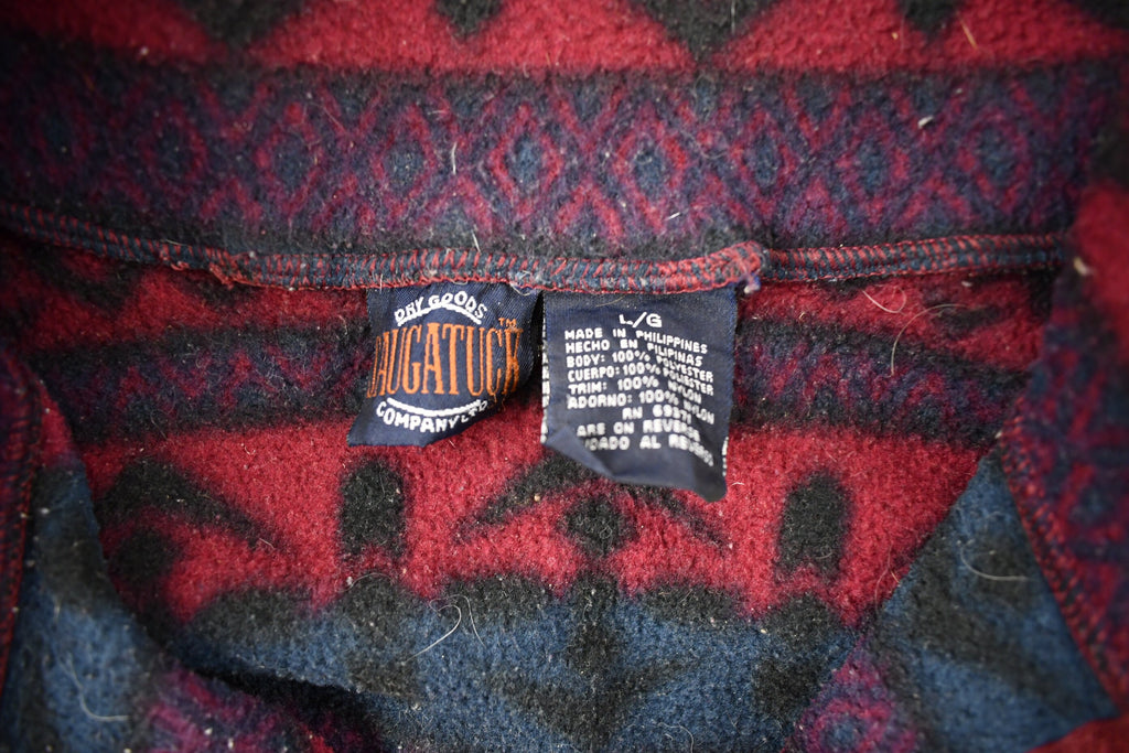 Vintage 1990s All Over Pattern Quarter Zip Fleece Sweater