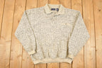 Vintage 1990s Safe Harbor Sportswear Quarter Button Knit Crewneck Sweater Men's L