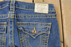 Vintage Y2K True Religion Low Rise Flare Jeans Women's 29 x 31 / Bell Bottom / Y2K Style / Embroidered Jeans / 2000s / Contrast Stitching