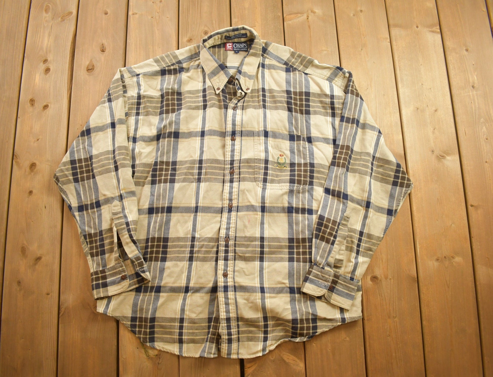 Vintage 1990s Chaps Ralph Lauren Plaid Flannel Button Up Shirt / 1990s Button Up / Vintage Flannel / Plaid Shirt / Button Down
