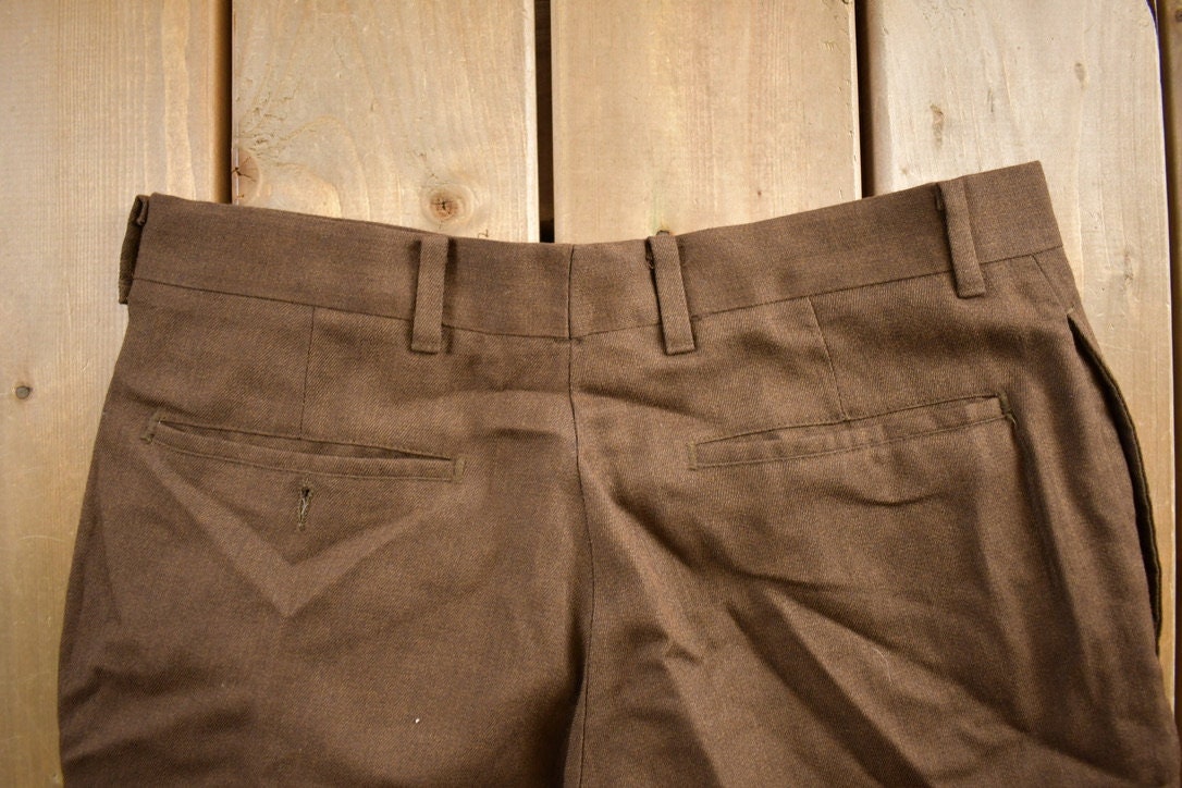 Vintage 1990s Brown Wool Trousers Size 32x28