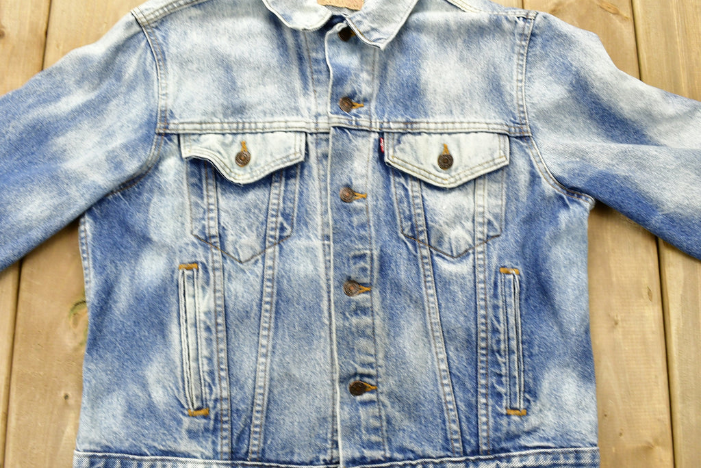 Vintage 1990s Levi's Acid Wash Custom Painted Denim Jean Jacket