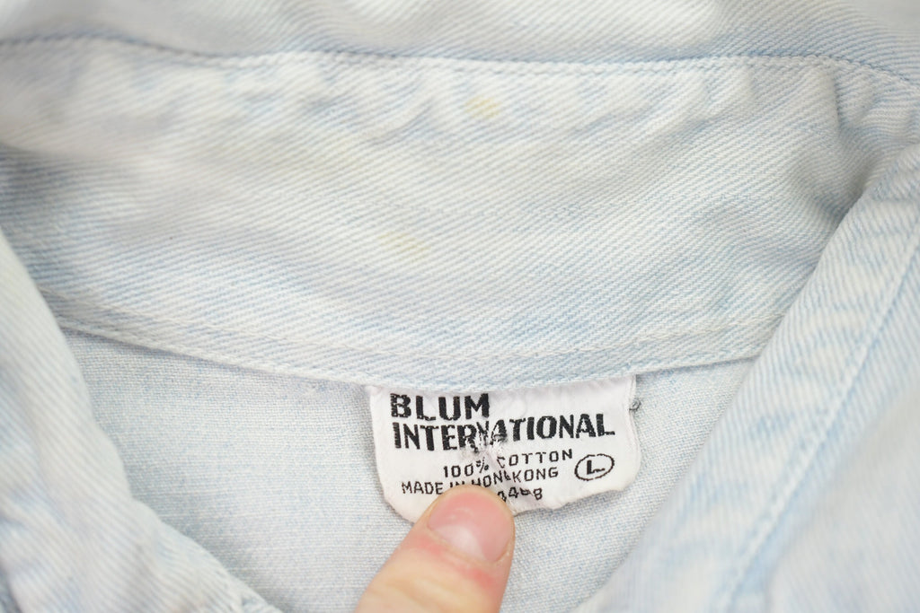Vintage 1980s Blum international Butterfly Embroidered Denim Jean Jacket