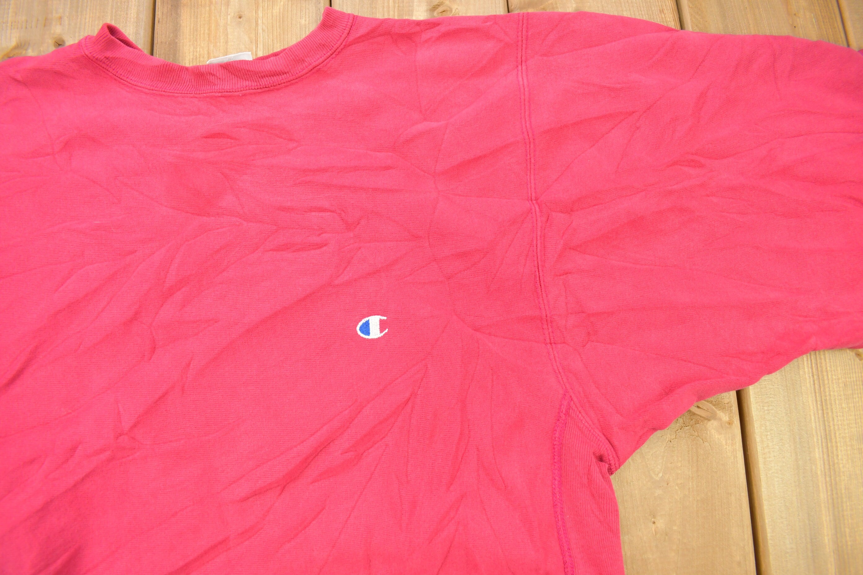 Vintage 1990s Blank Pink Champion Reverse Weave Crewneck