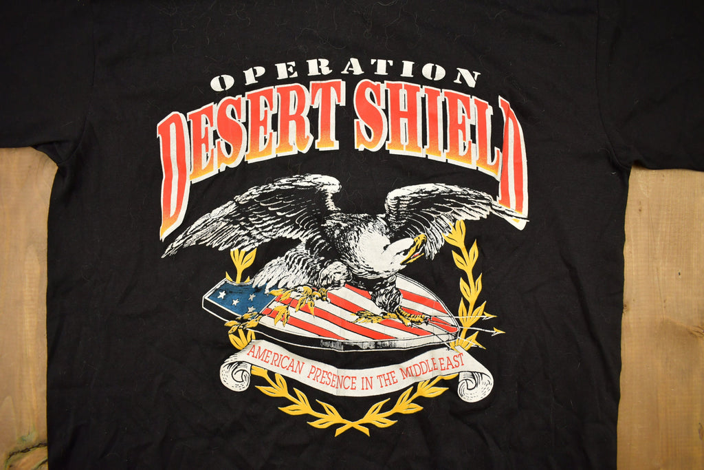 Vintage 1990s Operation Desert Shield Military Graphic T Shirt