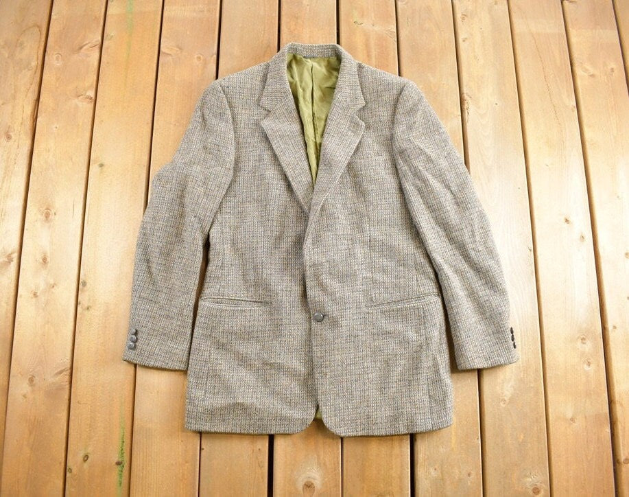 Vintage 1980s Harris Tweed Eaton's Wool Two Button Blazer Jacket