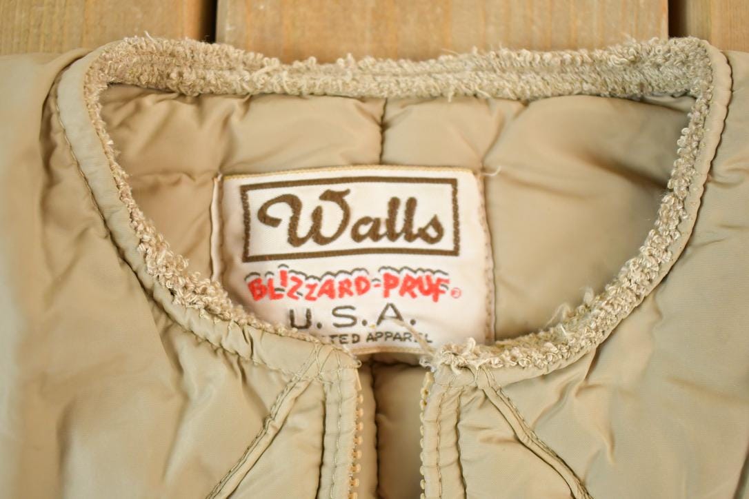 Vintage 1970s Walls Blizzard Pruf Tan Work Jacket Made In USA